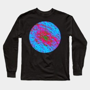 Abstract Fractal Wave Spiral Galaxy Rose Red Purple Blue marbled Pattern Swirl Natural Flow Long Sleeve T-Shirt